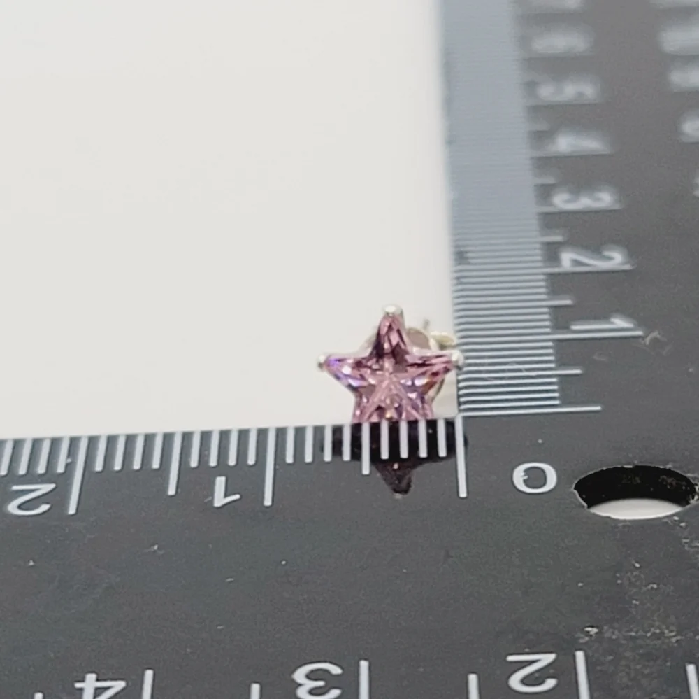925 Sterling Silver Pink Star Stud earrings